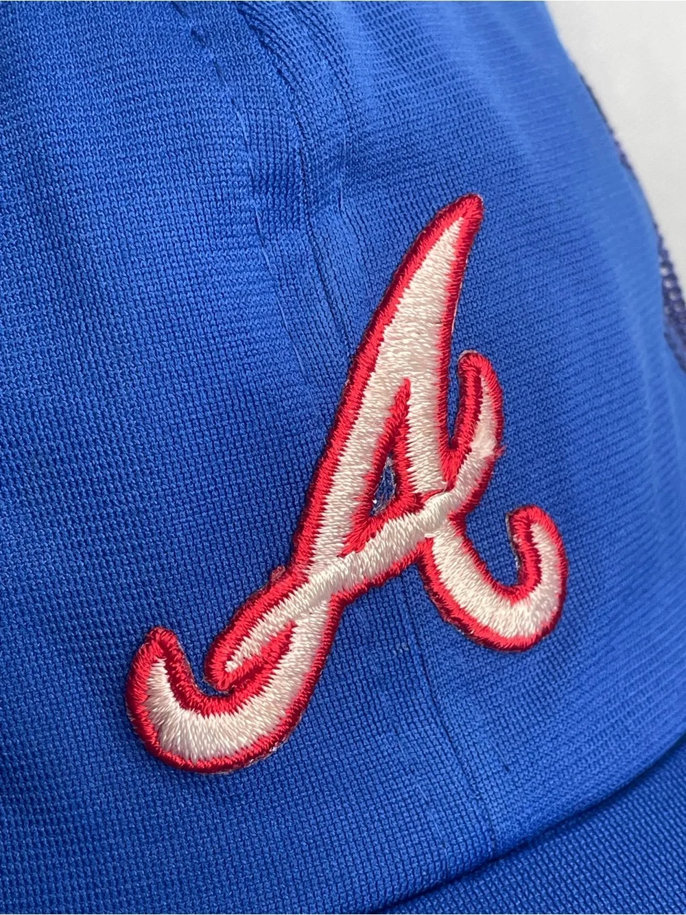 VTG 80s Atlanta Braves Baseball Cap Adjustable Snapback Trucker Blue Red MLB Hat